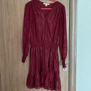 MICHAEL Michael Kors Burgundy Long Sleeve Dress